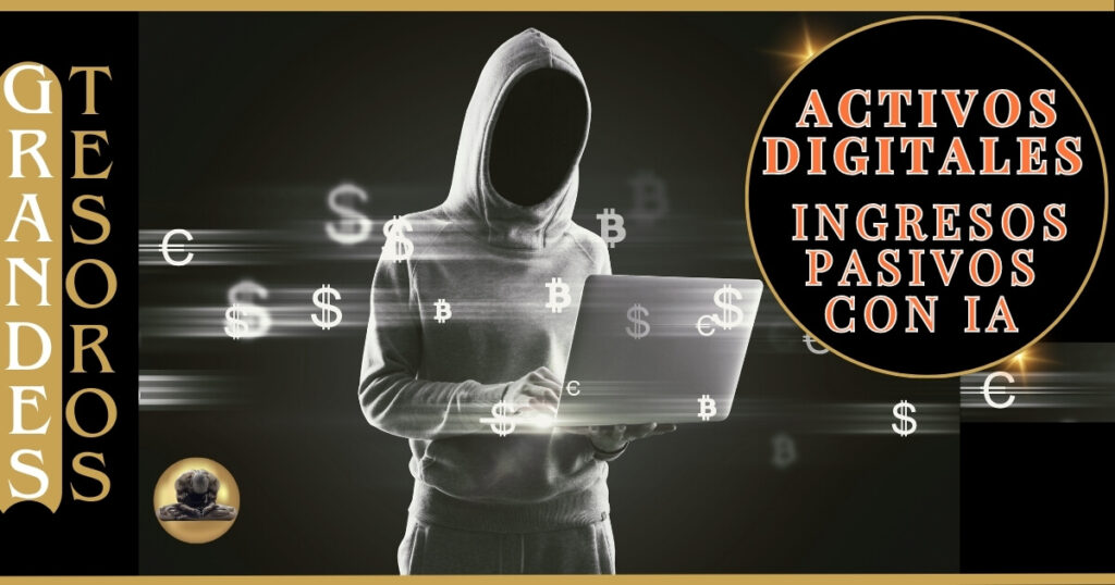 Persona sosteniendo un ordenador gestionando activos digitales que le generan dinero