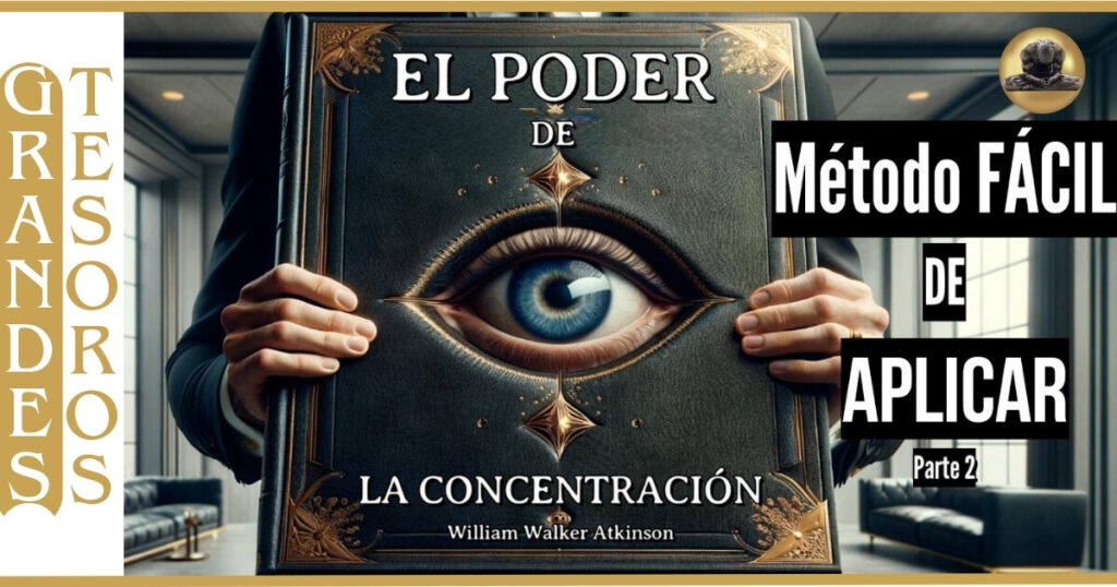 🧘 Imagen de un libro con un gran ojo en su portada, Representando el Poder de la concentración.