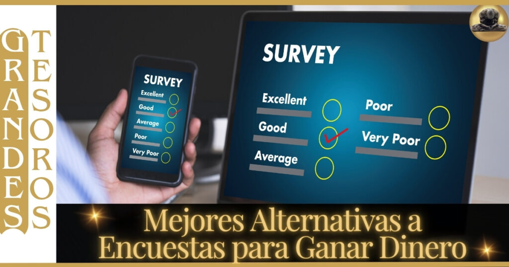 Imagen de un monitor y un movil con una encuesta online, un método popular para generar ingresos online