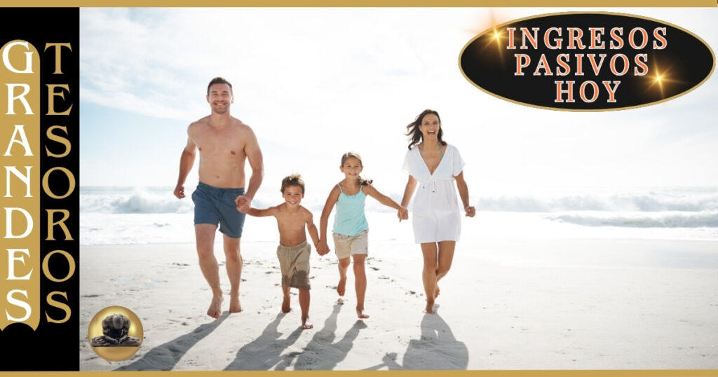 Familia de vacaciones disfrutando gracias a los ingresos pasivos