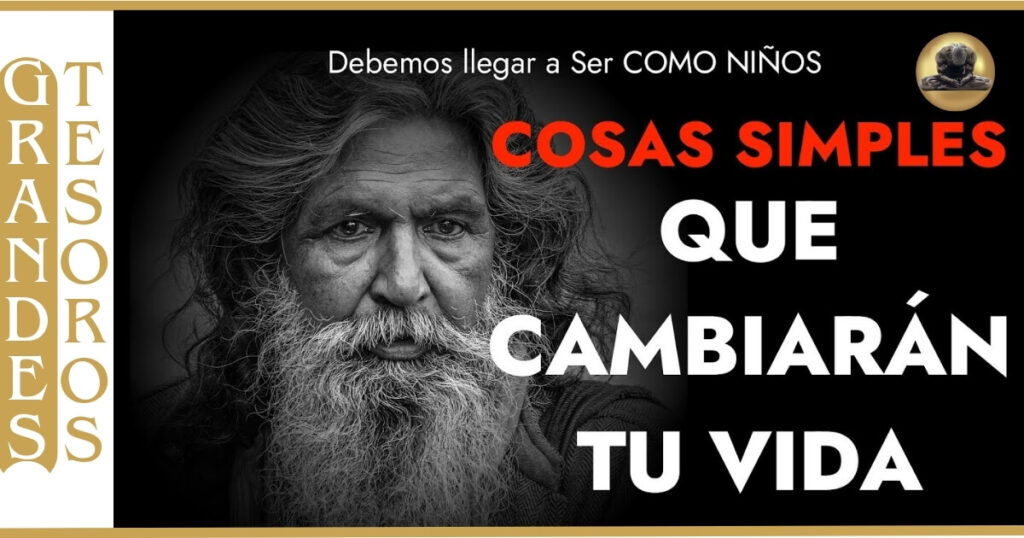Imagen de un rostro mayor con mirada fija y el eslogan cosas simples que cambiarán tu vida