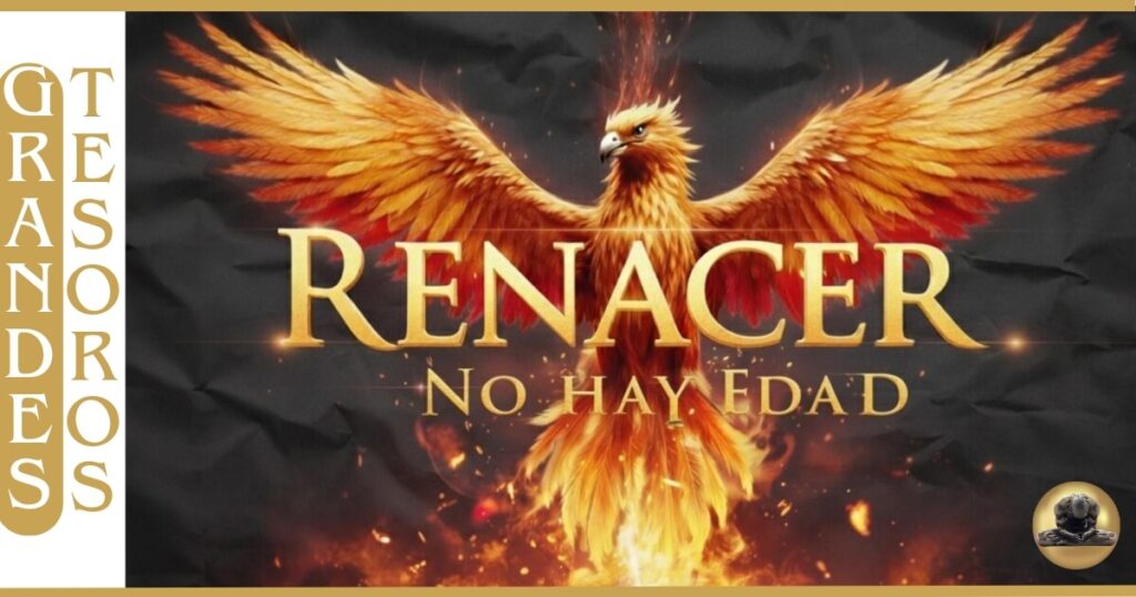 🔥🦅 Imegen de Ave Fénix, y el texto de renacer sin miedo ni edad