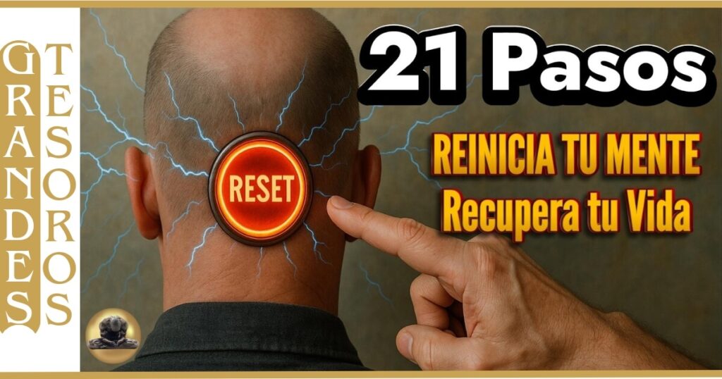 🔄🧠 Imagen de una cabeza con un botón de Reset detrás simbolizando el Reinicio de tu mente y recuperación tu vida